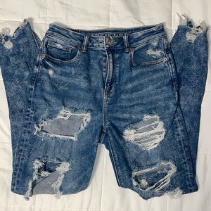 American Eagle distressed mom jeans